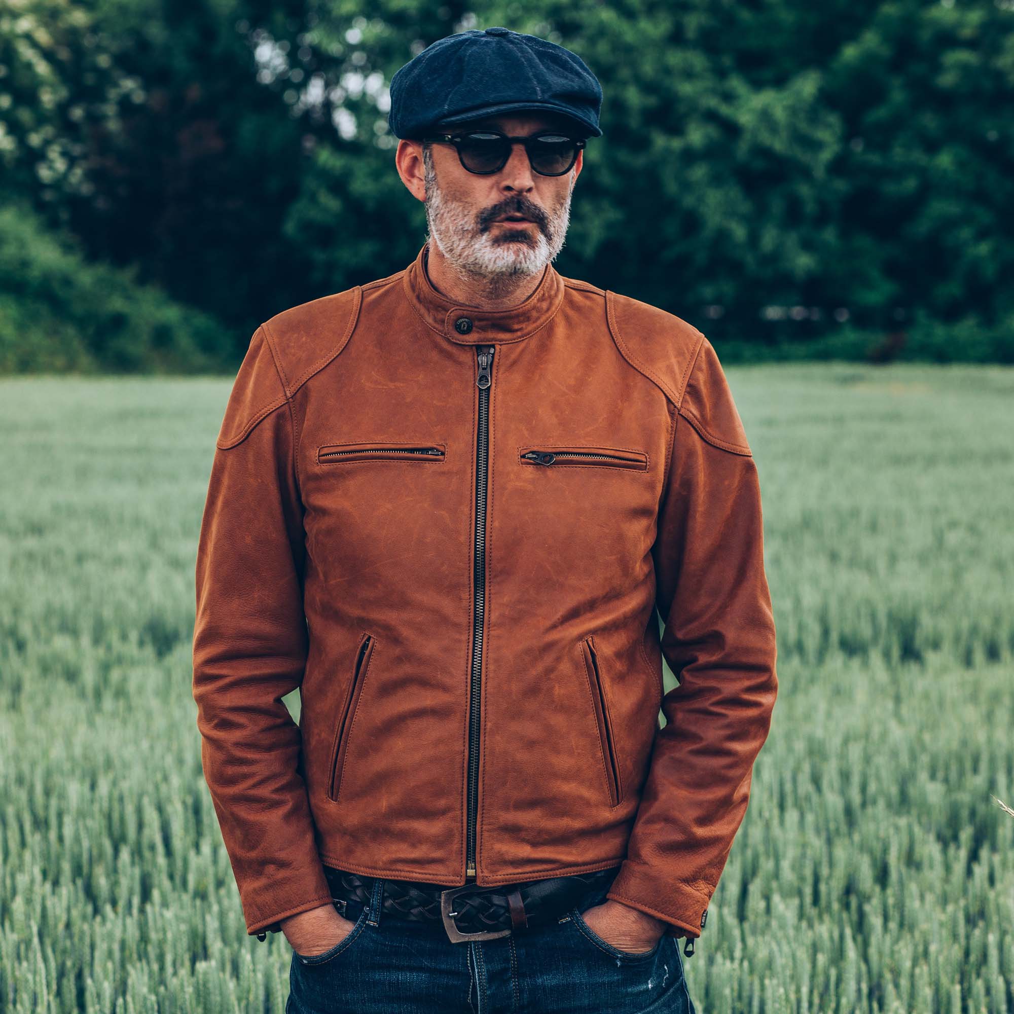 Waxed cotton clearance cafe racer jacket