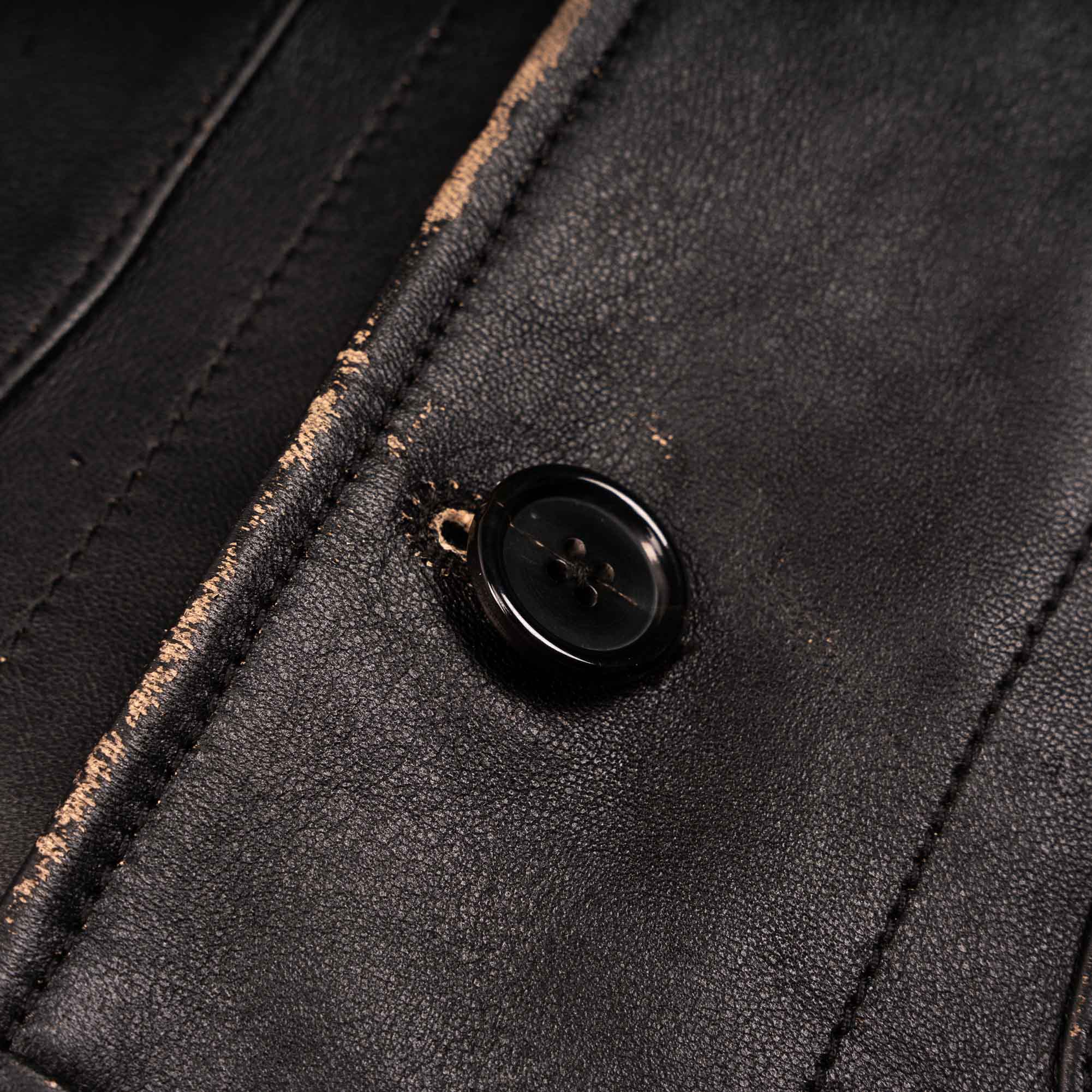 “Cossack” Black Tea-core Leather Jacket