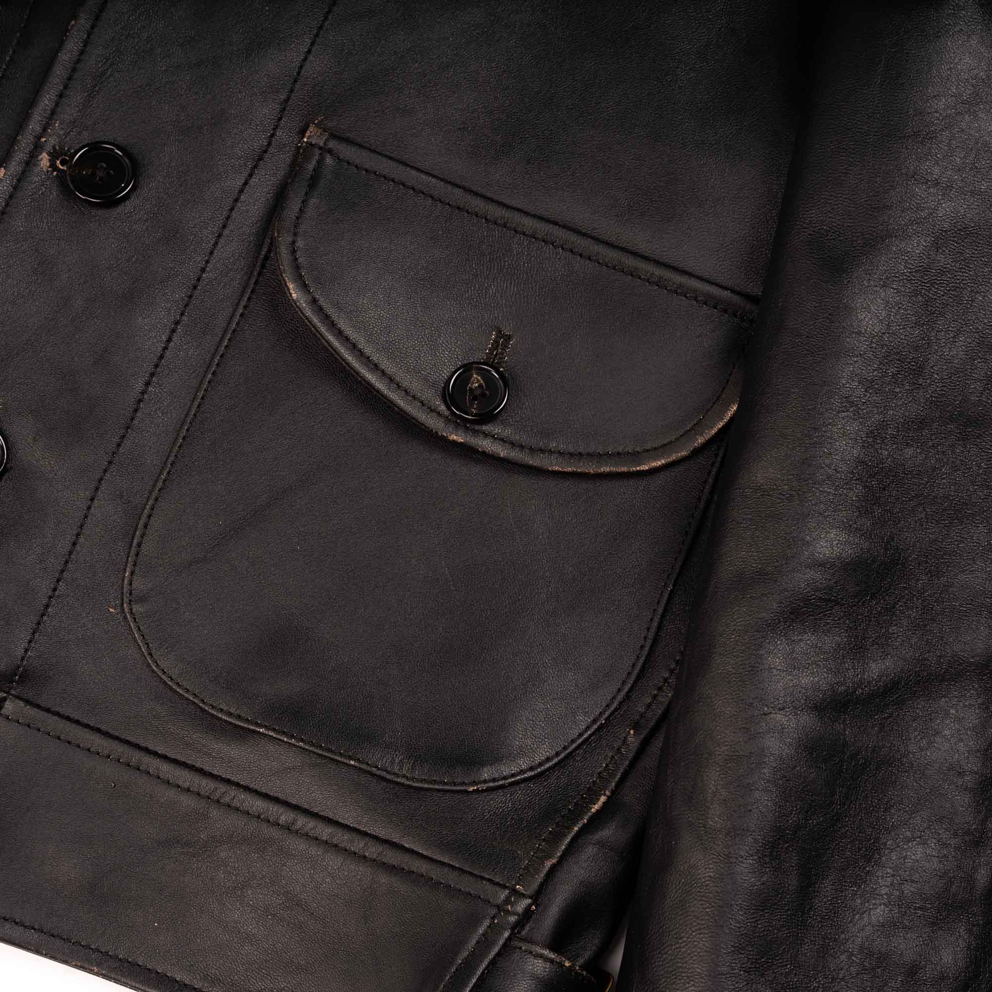 “Cossack” Black Tea-core Leather Jacket