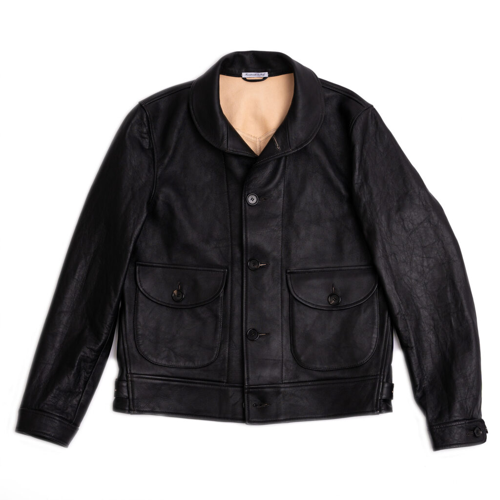 “Cossack” Black Tea-core Leather Jacket