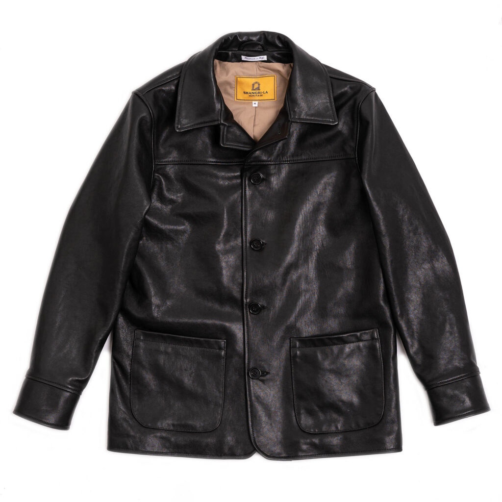 “Enzo” Black Leather Car Coat