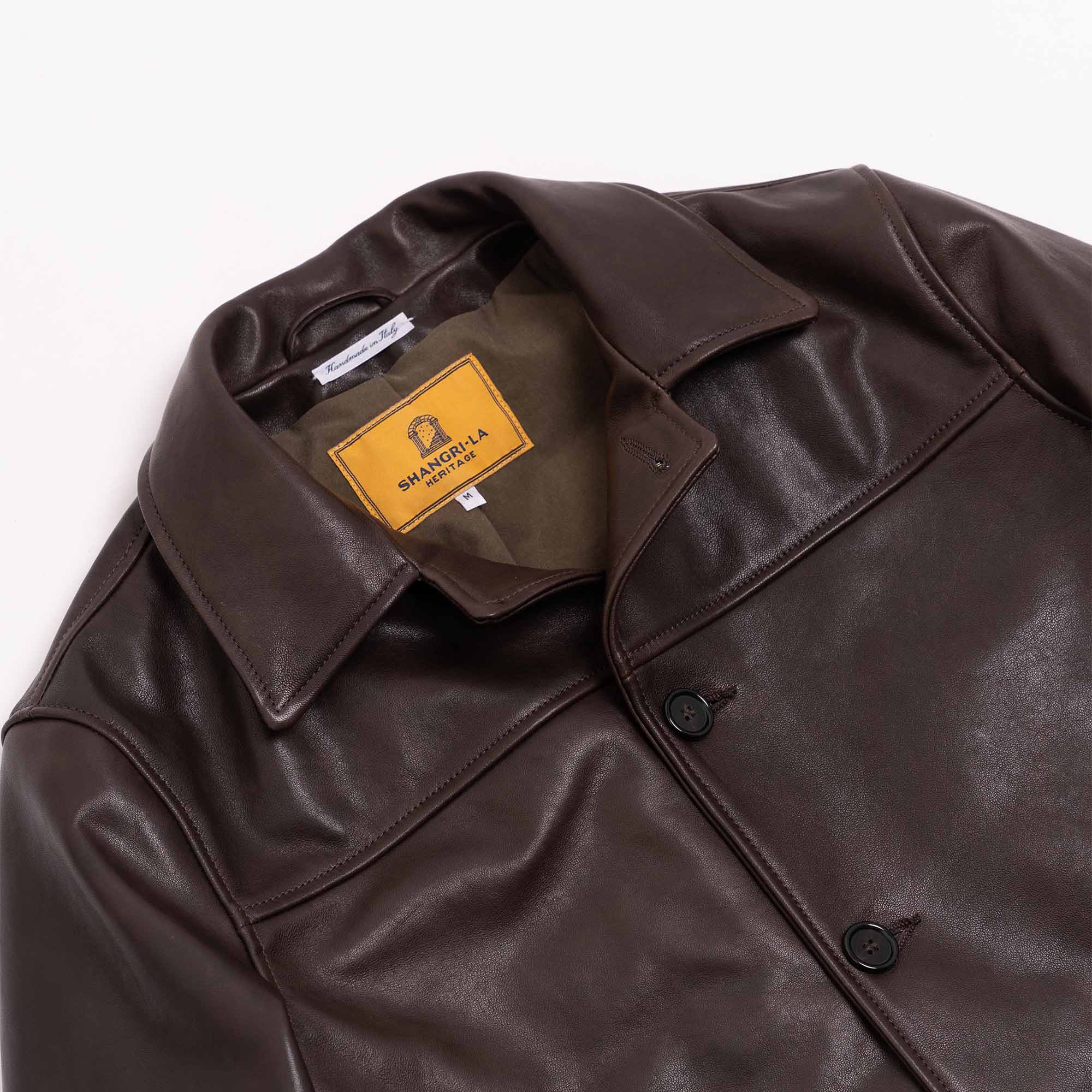 “Enzo” Testa di Moro Leather Car Coat