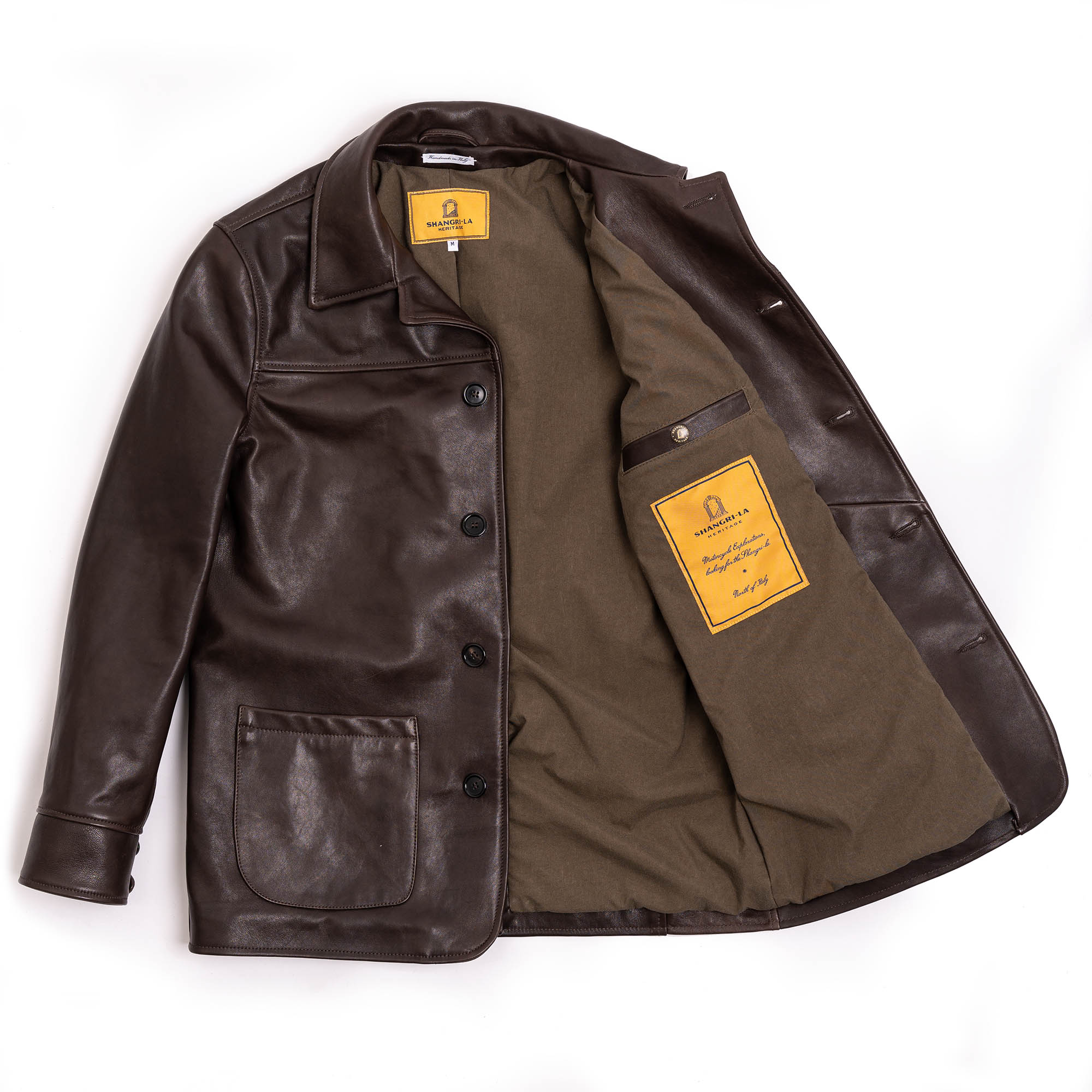 “Enzo” Testa di Moro Leather Car Coat