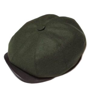 “Outlaw” Forest Green Wool 8 Panel Riders Cap