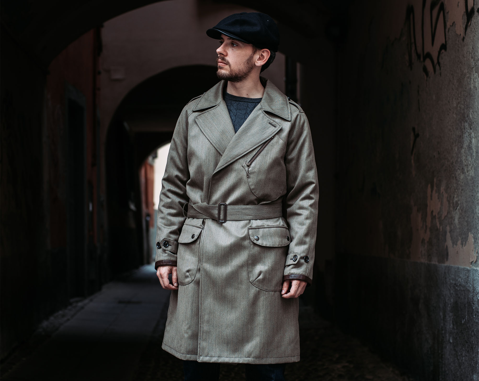 Stelvio” Covert Wool Dispatch Rider Coat - Shangri-la Heritage