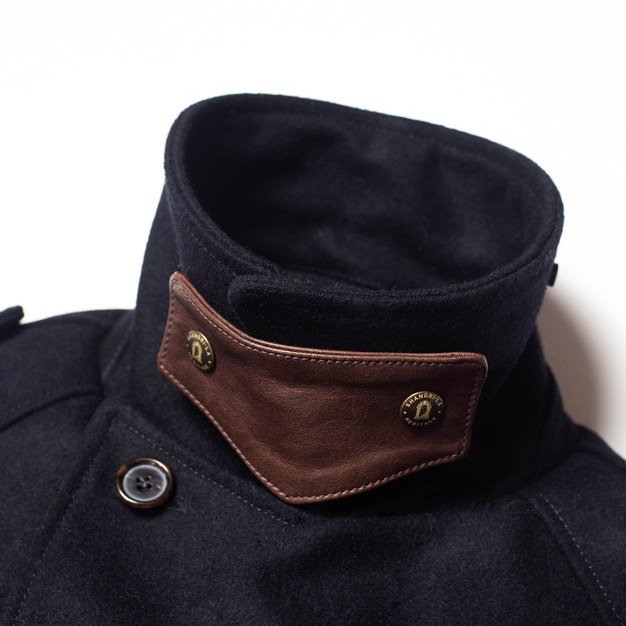 “Stelvio” Navy Blue Melton Wool Dispatch Rider Coat