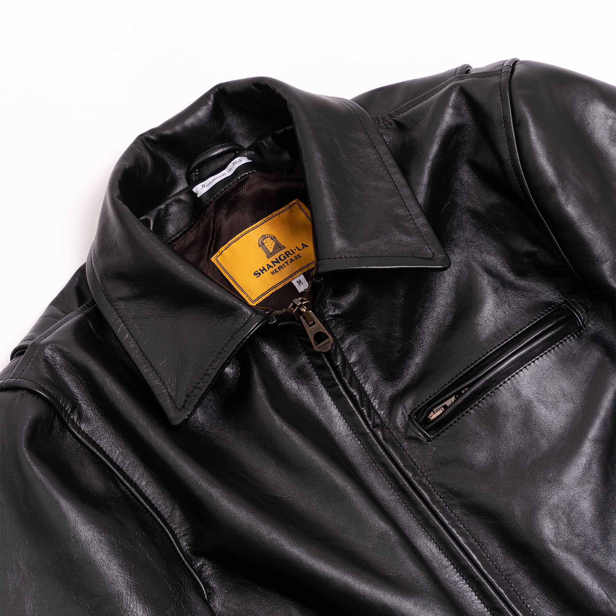 "Varenne" Black Horsehide Leather Jacket
