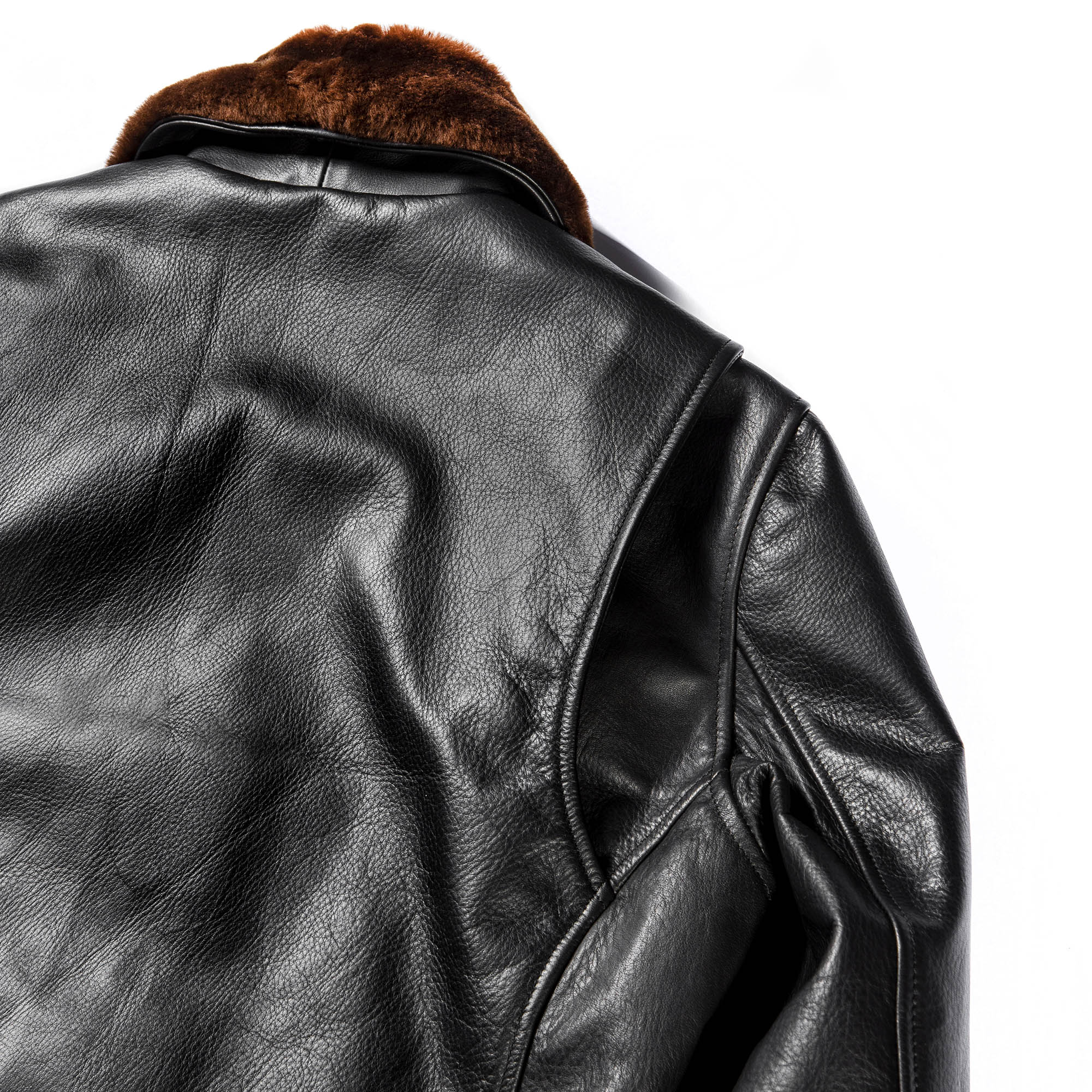 “Varenne” Fur Collar Black Leather Jacket