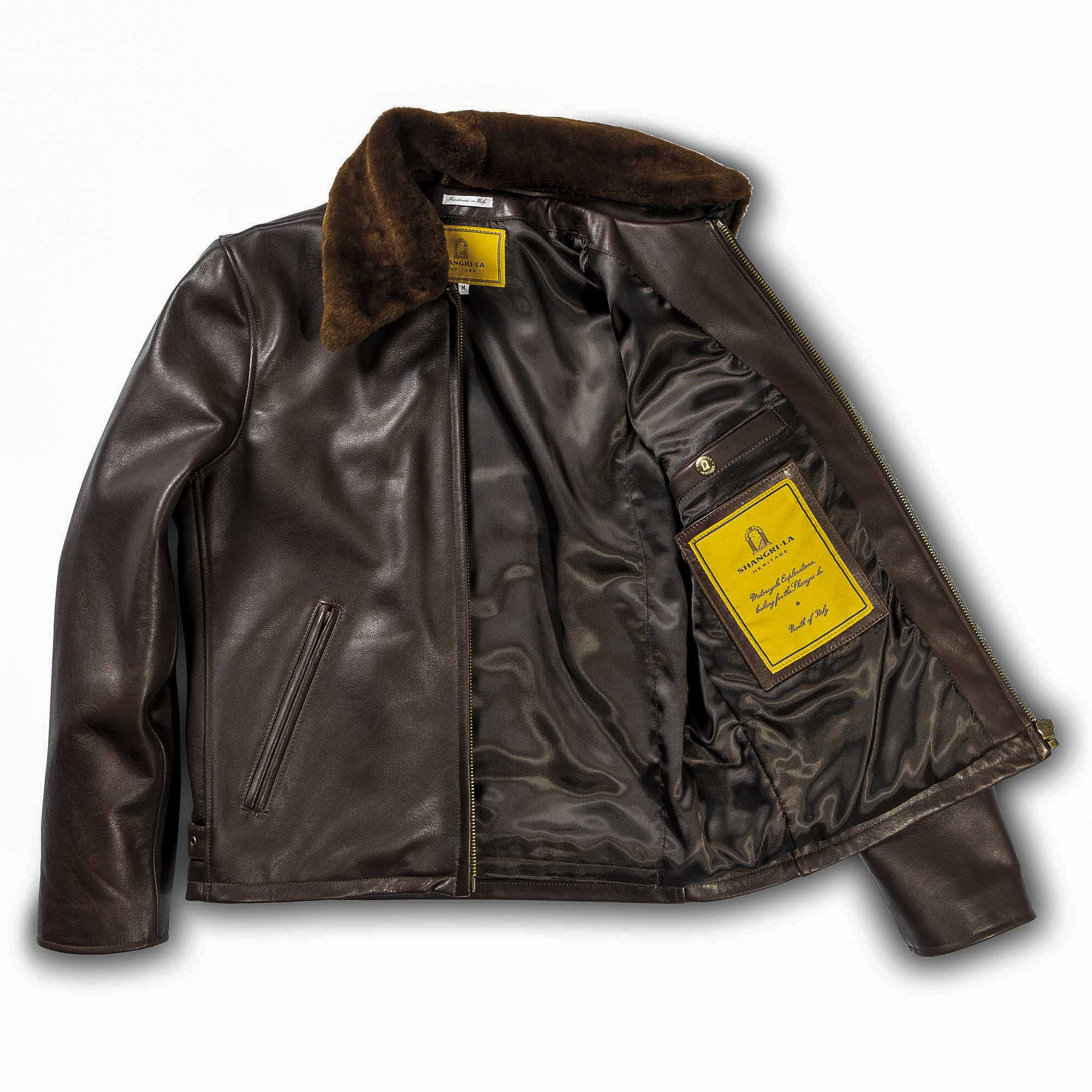 “Varenne” Fur Collar Brown Leather Jacket