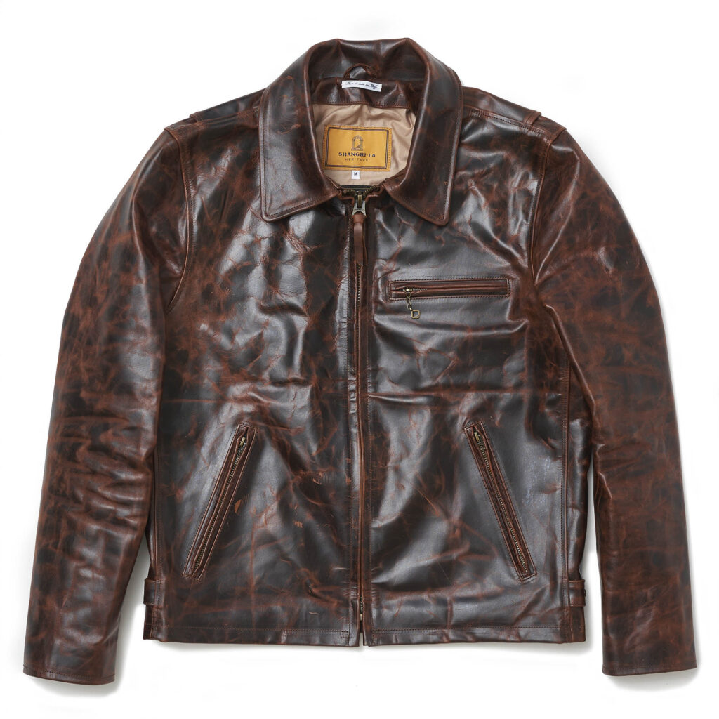 “Varenne” Whiskey Horsehide Leather Jacket