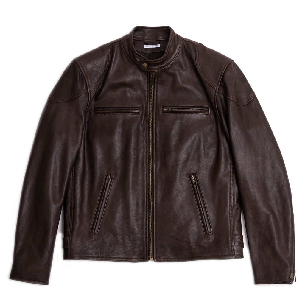 "Café Racer" Testa di Moro Leather Jacket