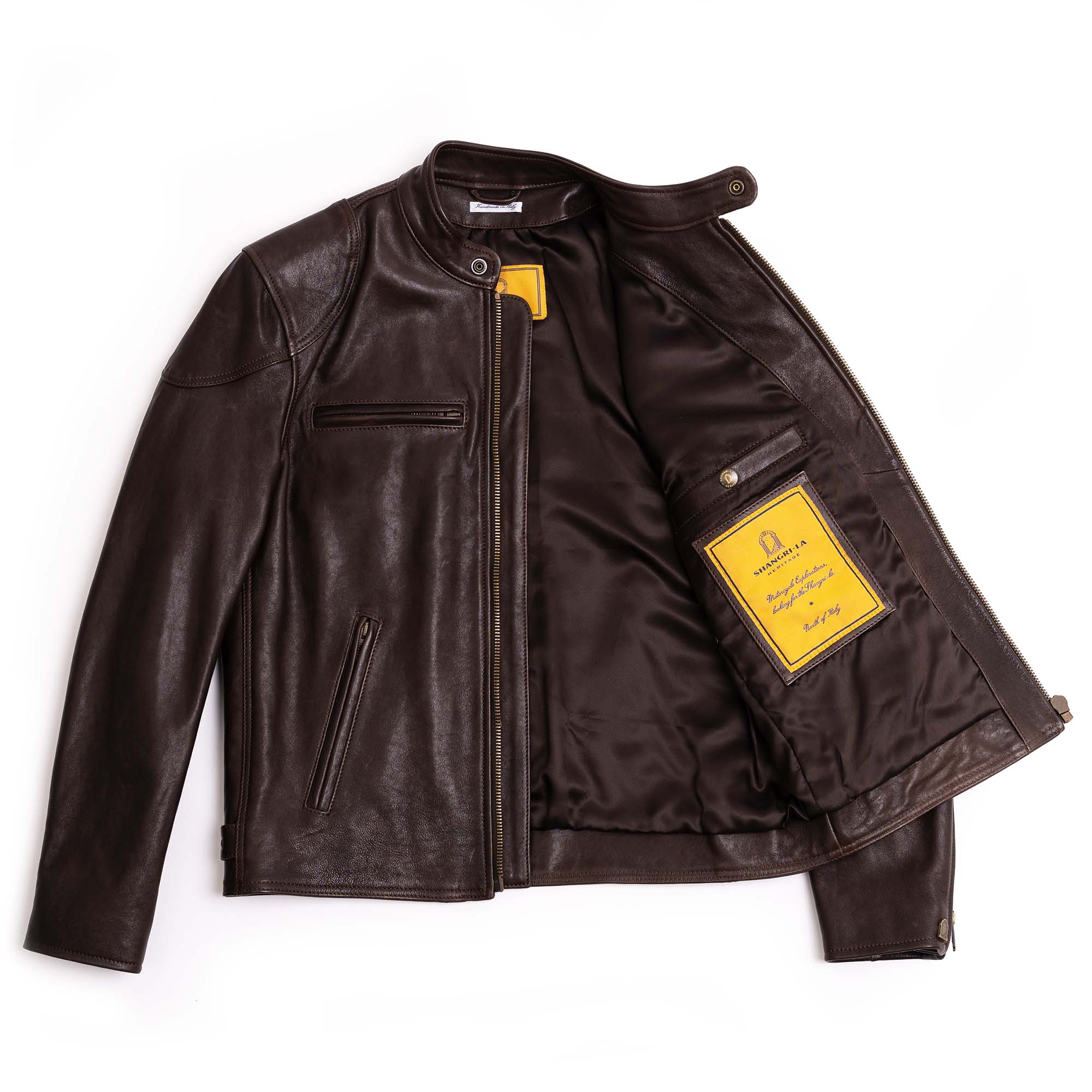 "Café Racer" Testa di Moro Leather Jacket