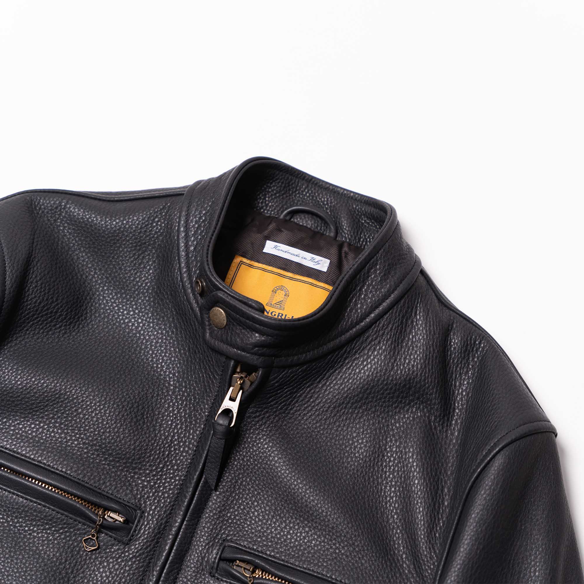 "Café Racer" J-100 Black Aniline Leather Jacket