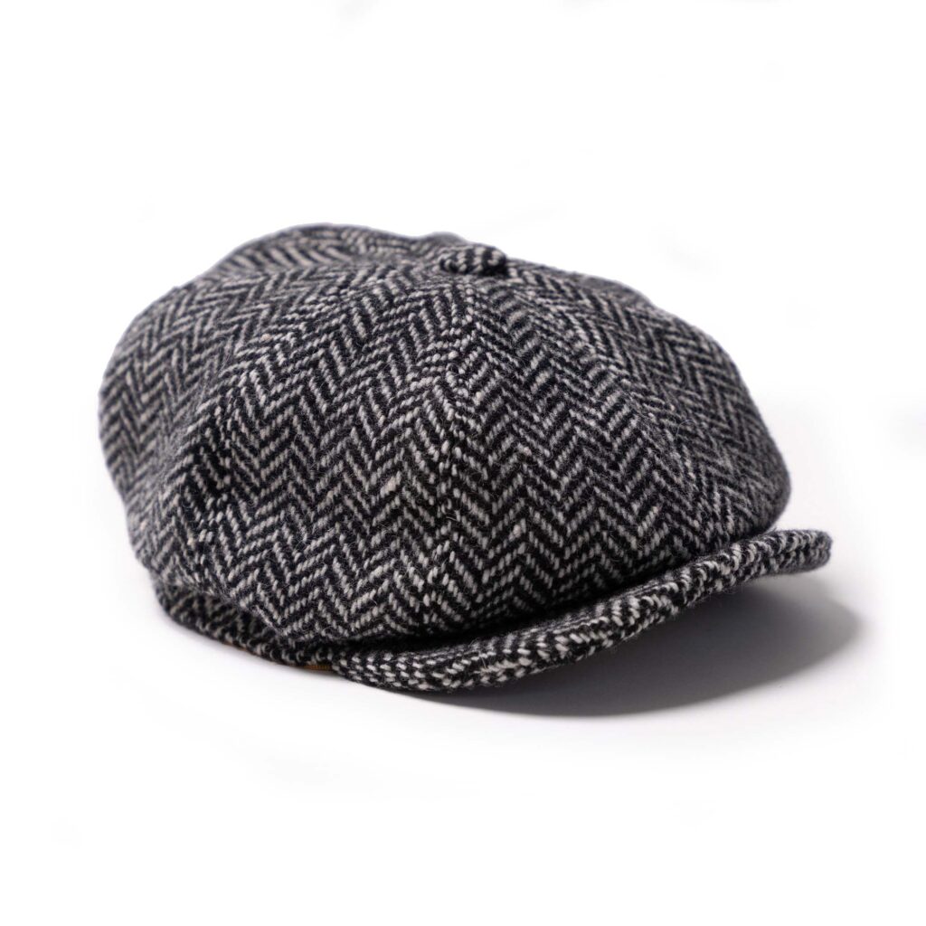 "Outlaw" Grey Herringbone 8 Panel Riders Cap