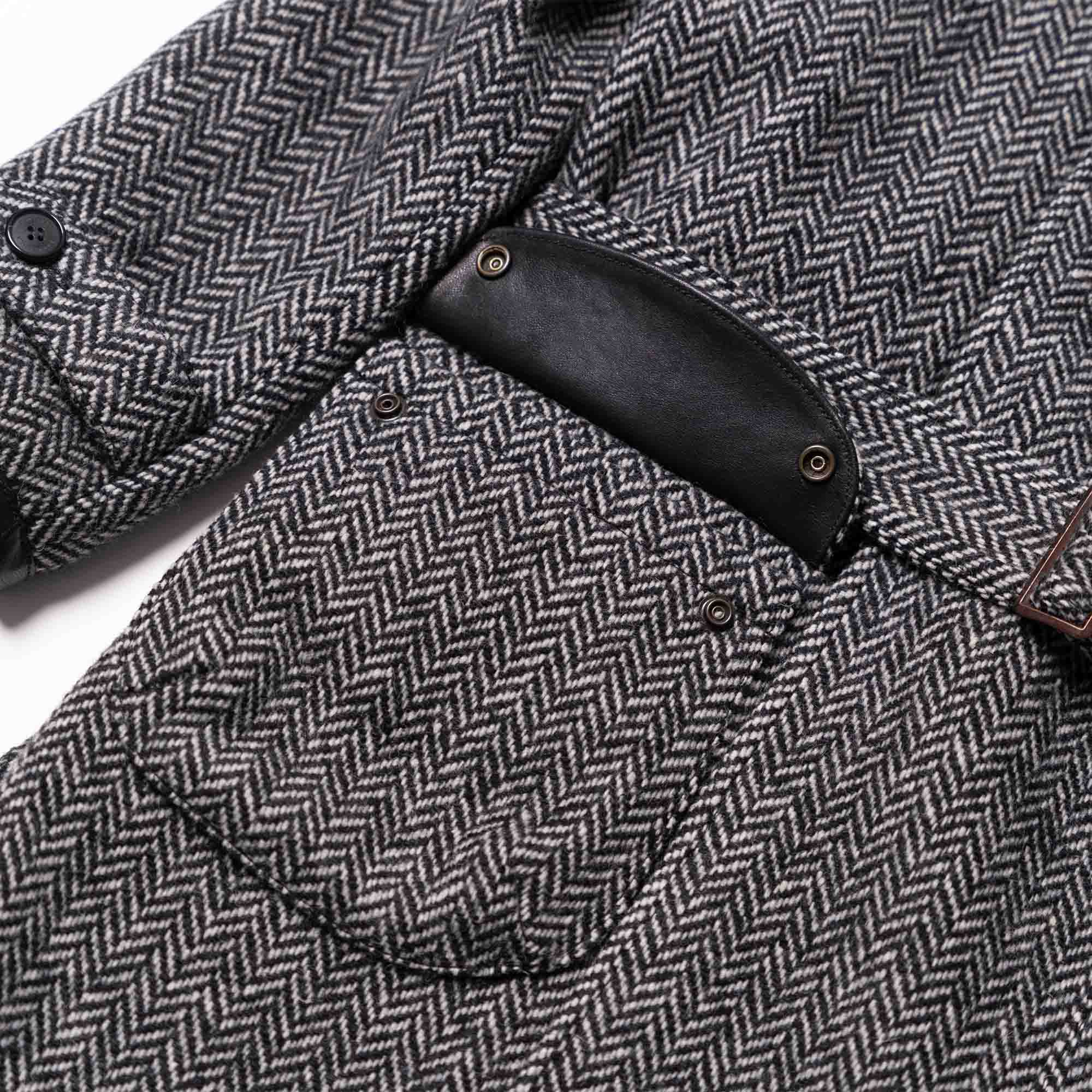 "Stelvio" Grey Herringbone Wool Dispatch Rider Coat