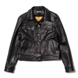 "Terracotta" Women's Black Leather Jacket