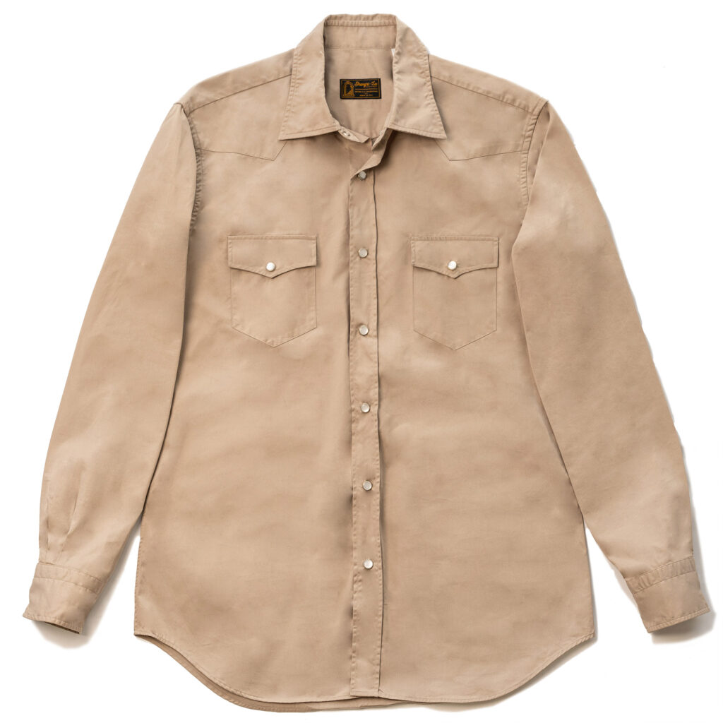 "Gonzo" Beige Cotton Gabardine Western Shirt