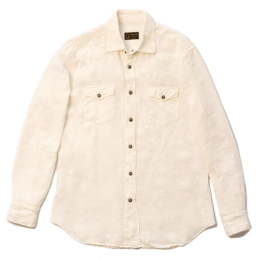 "Gonzo" White Linen Western Shirt