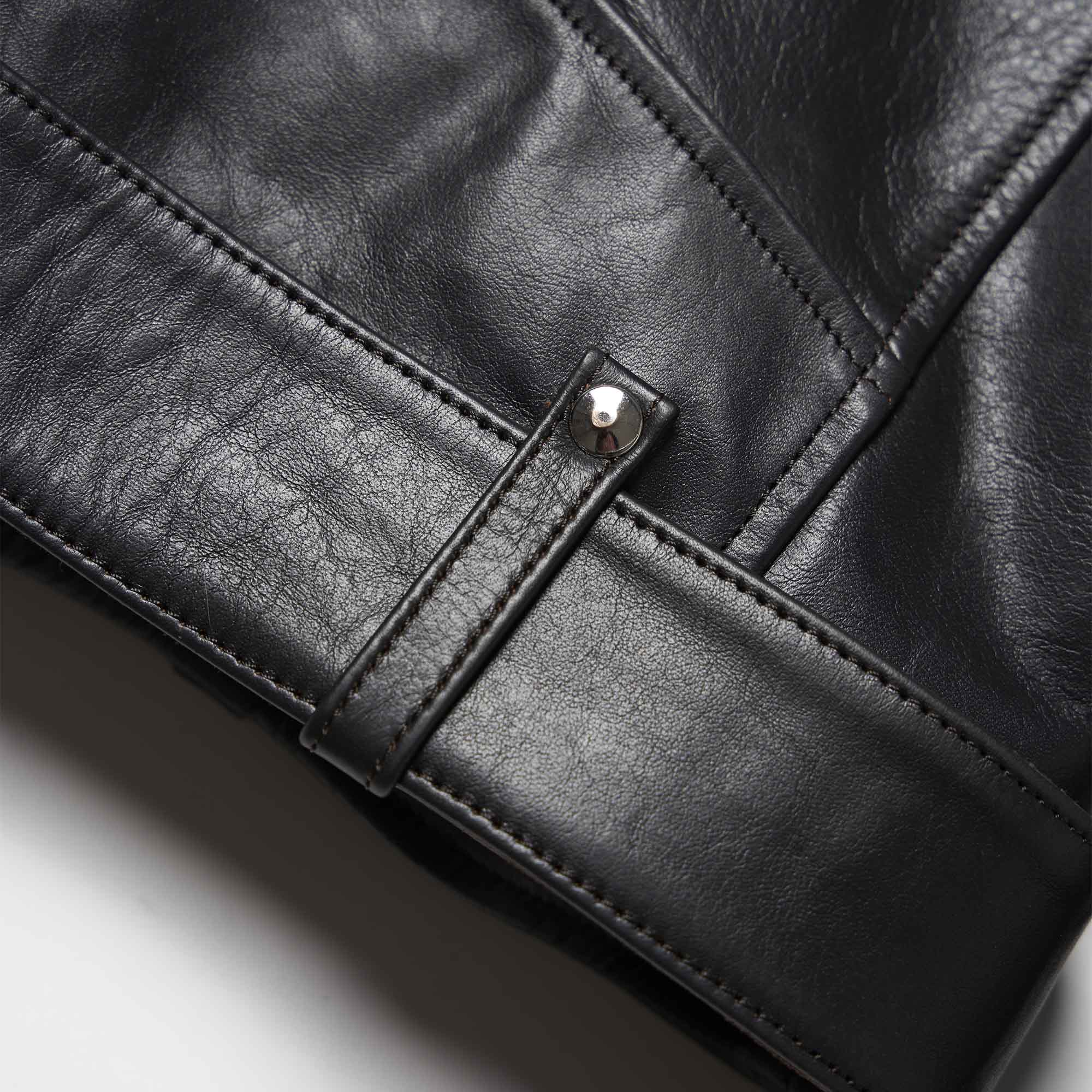 "One For The Road" Black Tea-Core Leather Jacket (by Eat Dust)