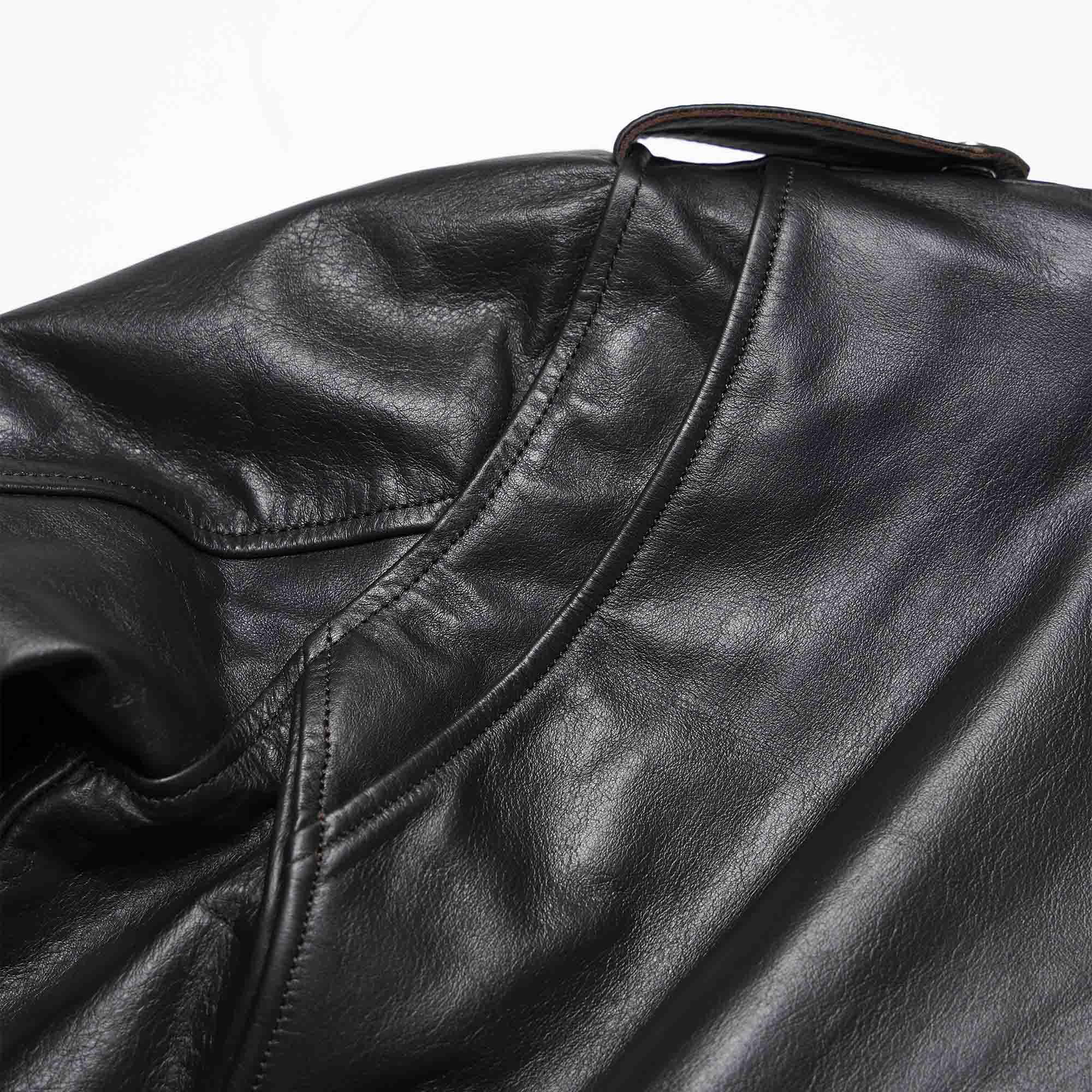 "One For The Road" Black Tea-Core Leather Jacket (by Eat Dust)