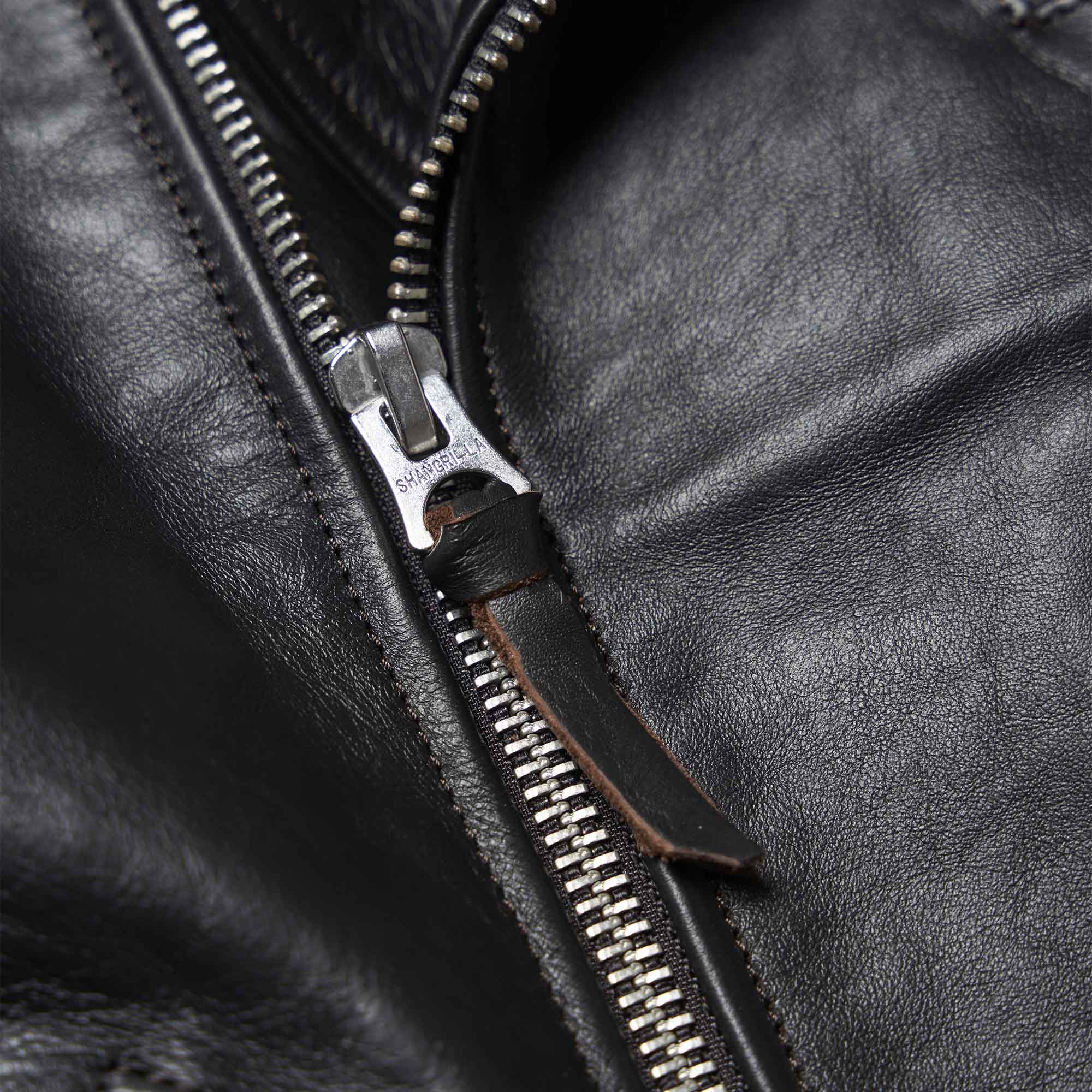 "One For The Road" Black Tea-Core Leather Jacket (by Eat Dust)