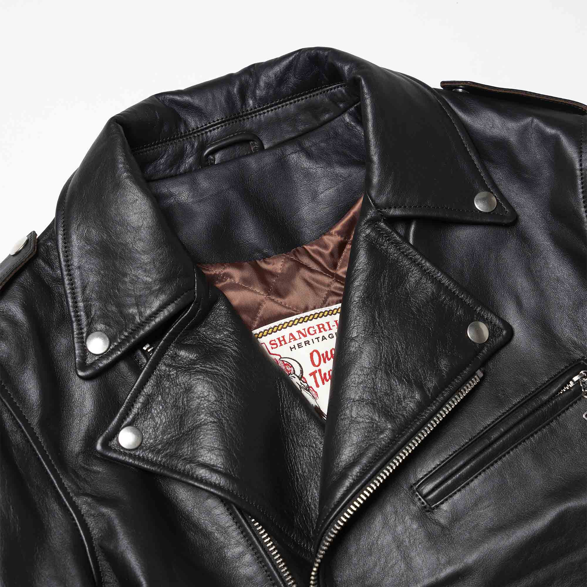 "One For The Road" Black Tea-Core Leather Jacket (by Eat Dust)