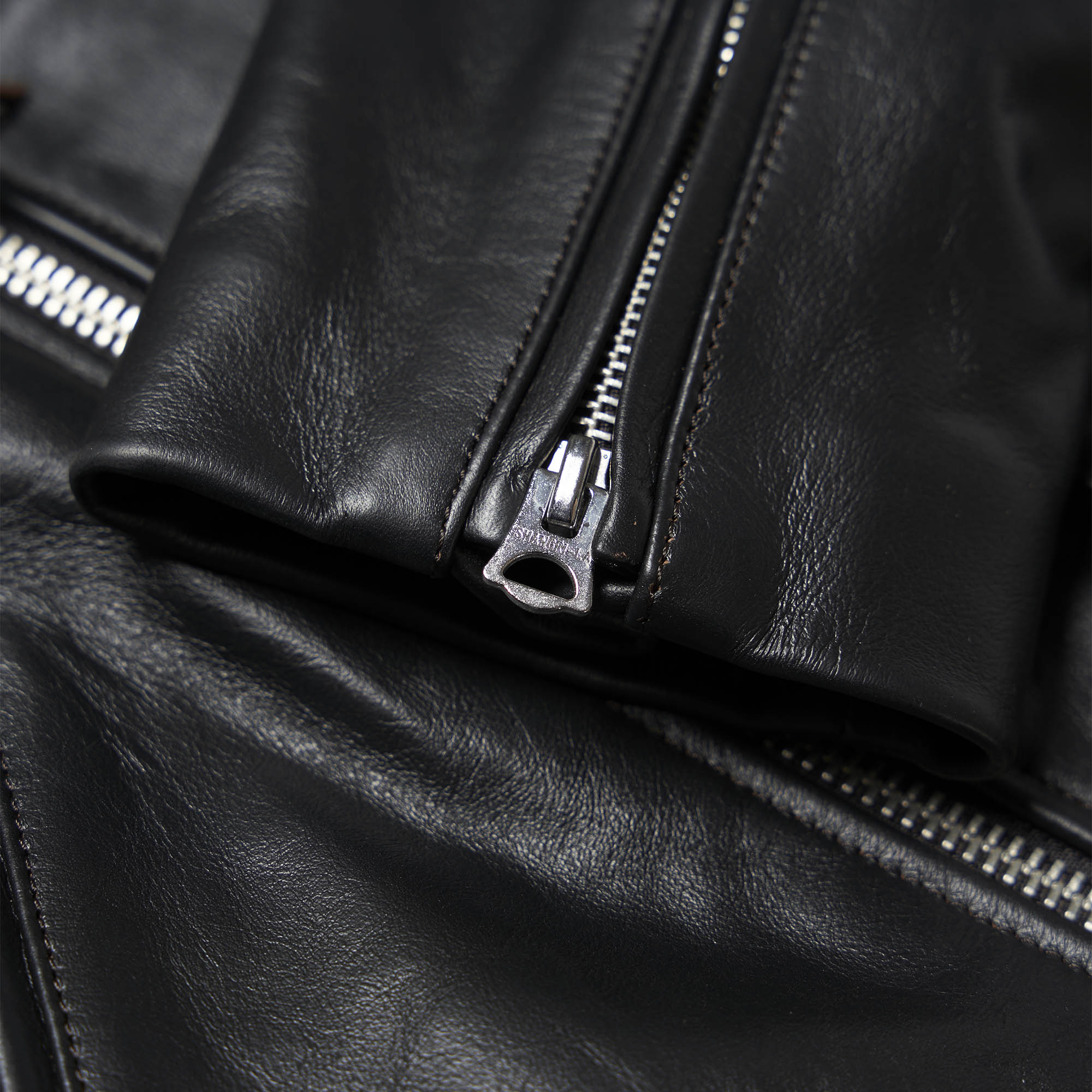 "One For The Road" Black Tea-Core Leather Jacket (by Eat Dust)