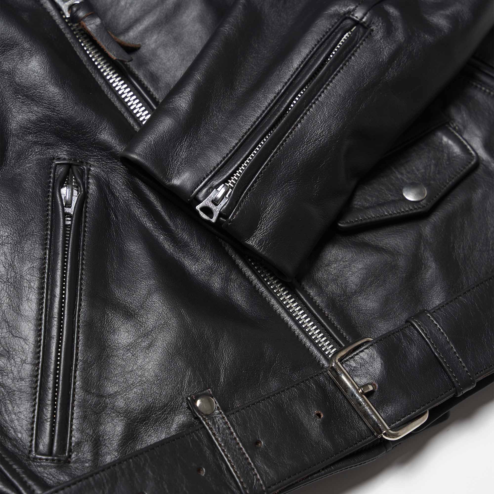 "One For The Road" Black Tea-Core Leather Jacket (by Eat Dust)