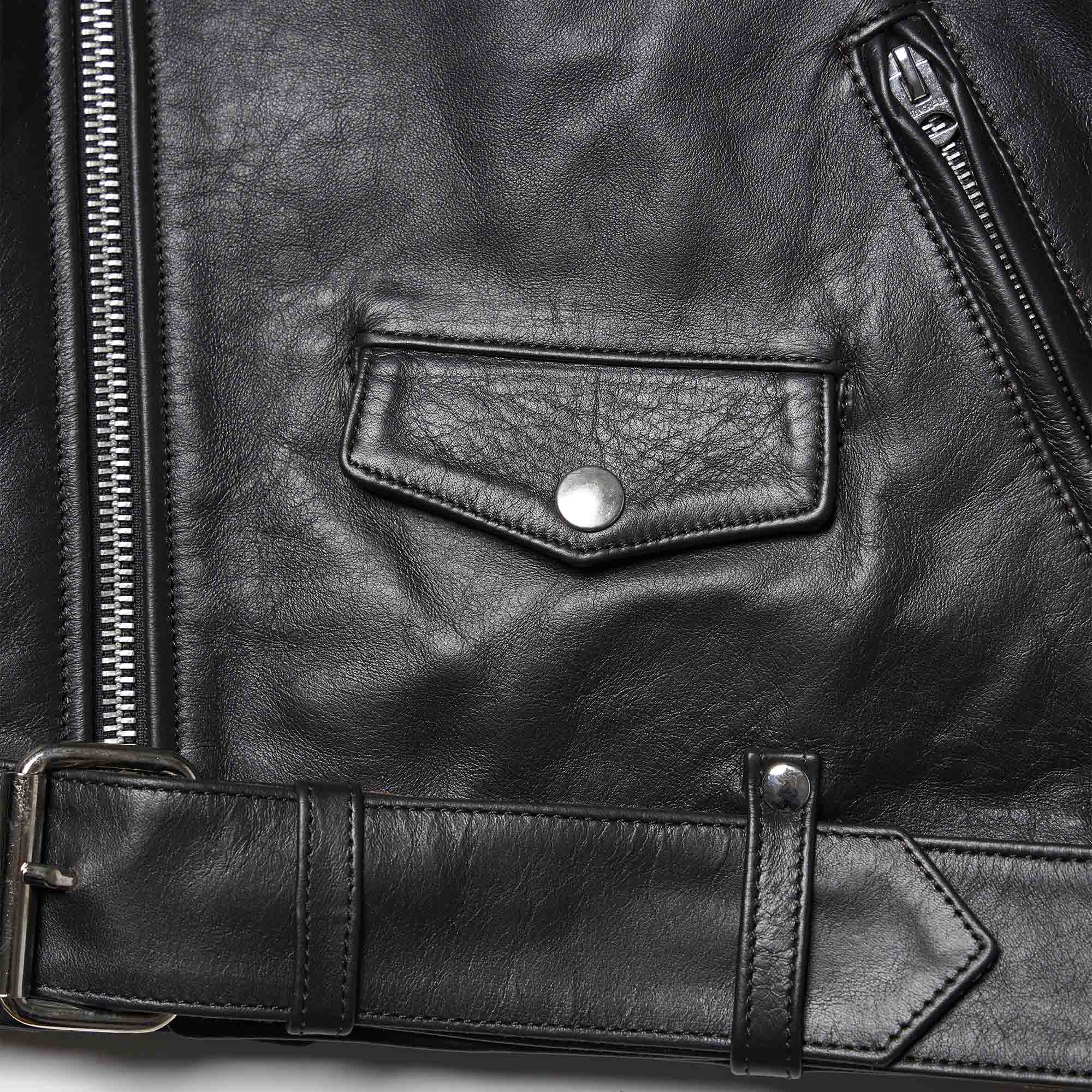 "One For The Road" Black Tea-Core Leather Jacket (by Eat Dust)