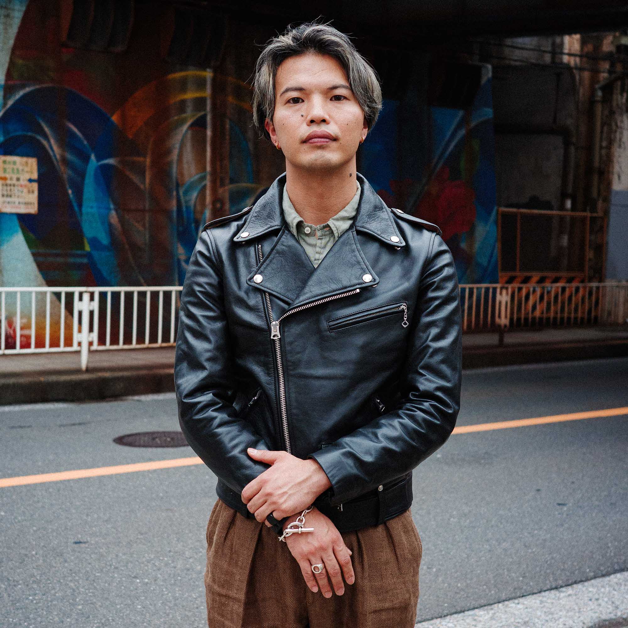 "One For The Road" Black Tea-Core Leather Jacket (by Eat Dust)