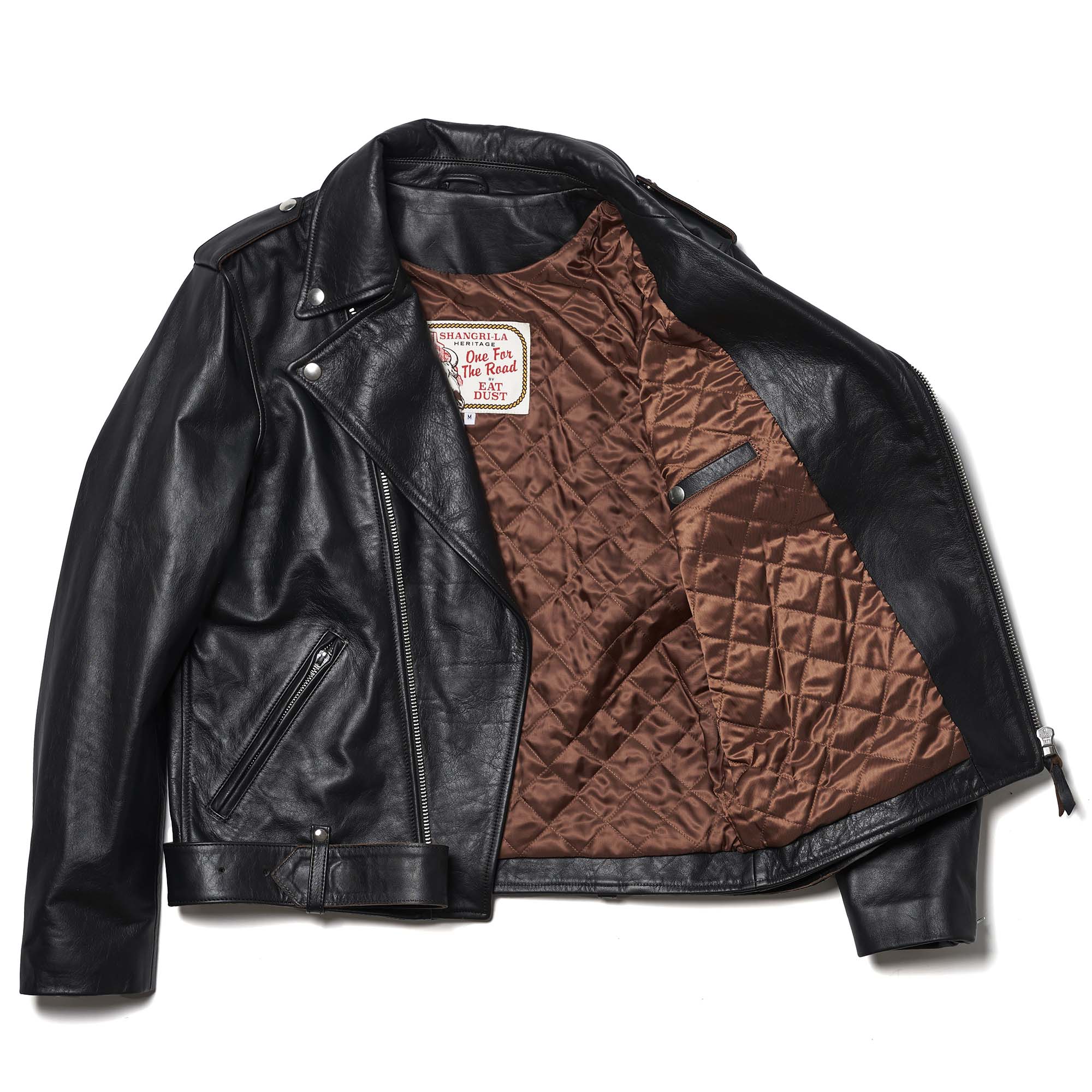 "One For The Road" Black Tea-Core Leather Jacket (by Eat Dust)