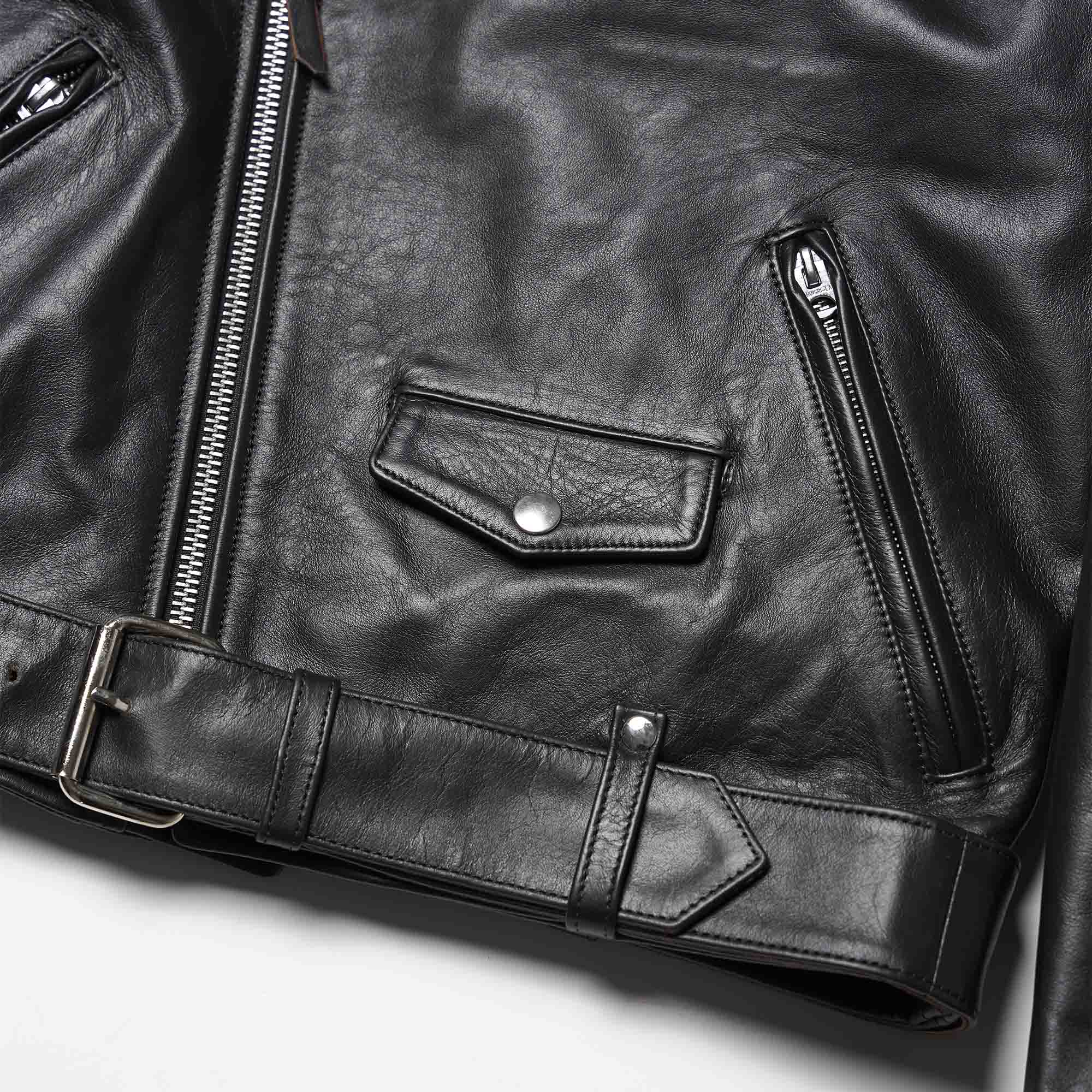 "One For The Road" Black Tea-Core Leather Jacket (by Eat Dust)